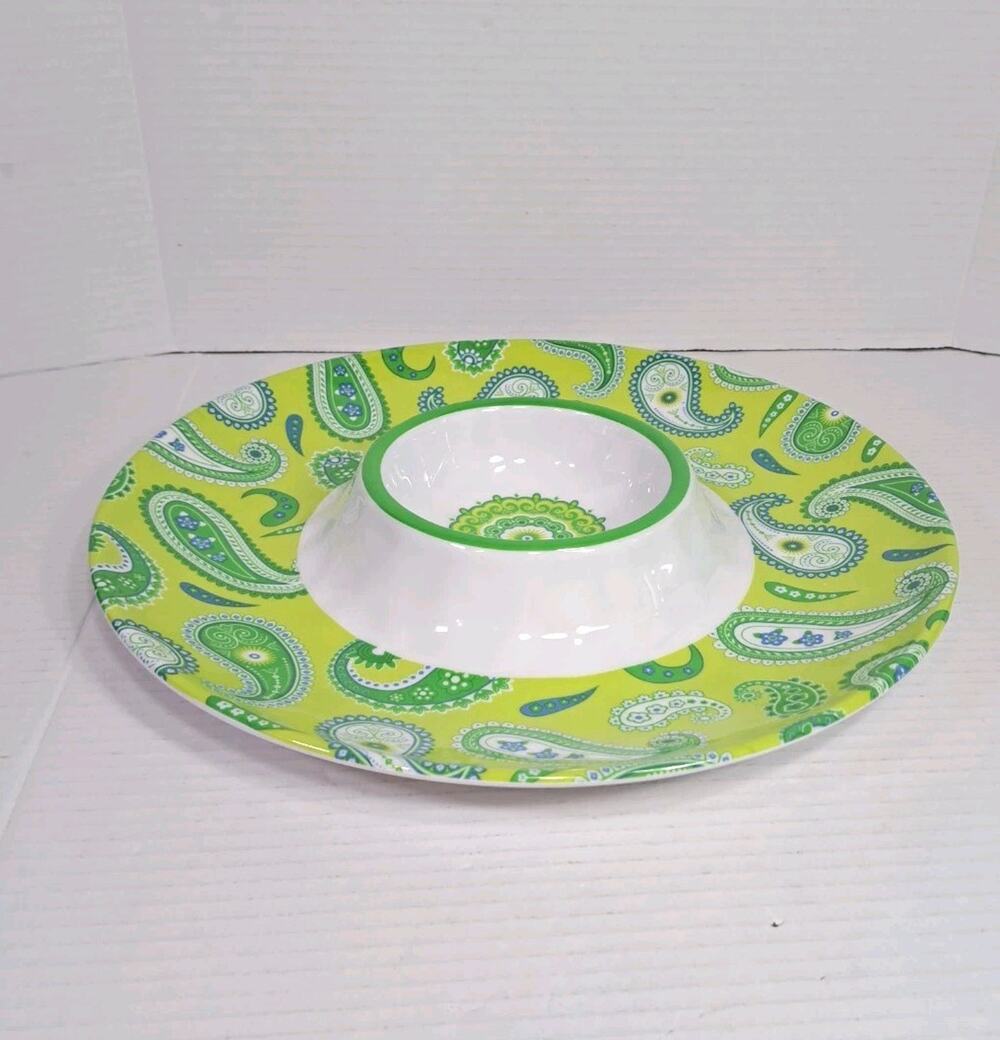 Melamine Boho 14" Chip & Dip Tray Paisley Debra Valencia Certified International